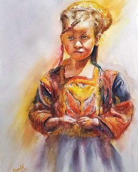 Sana Ullah, 14 x 21 Inch, Watercolor on Paper, Figurative Painting, AC-SNULAH-001